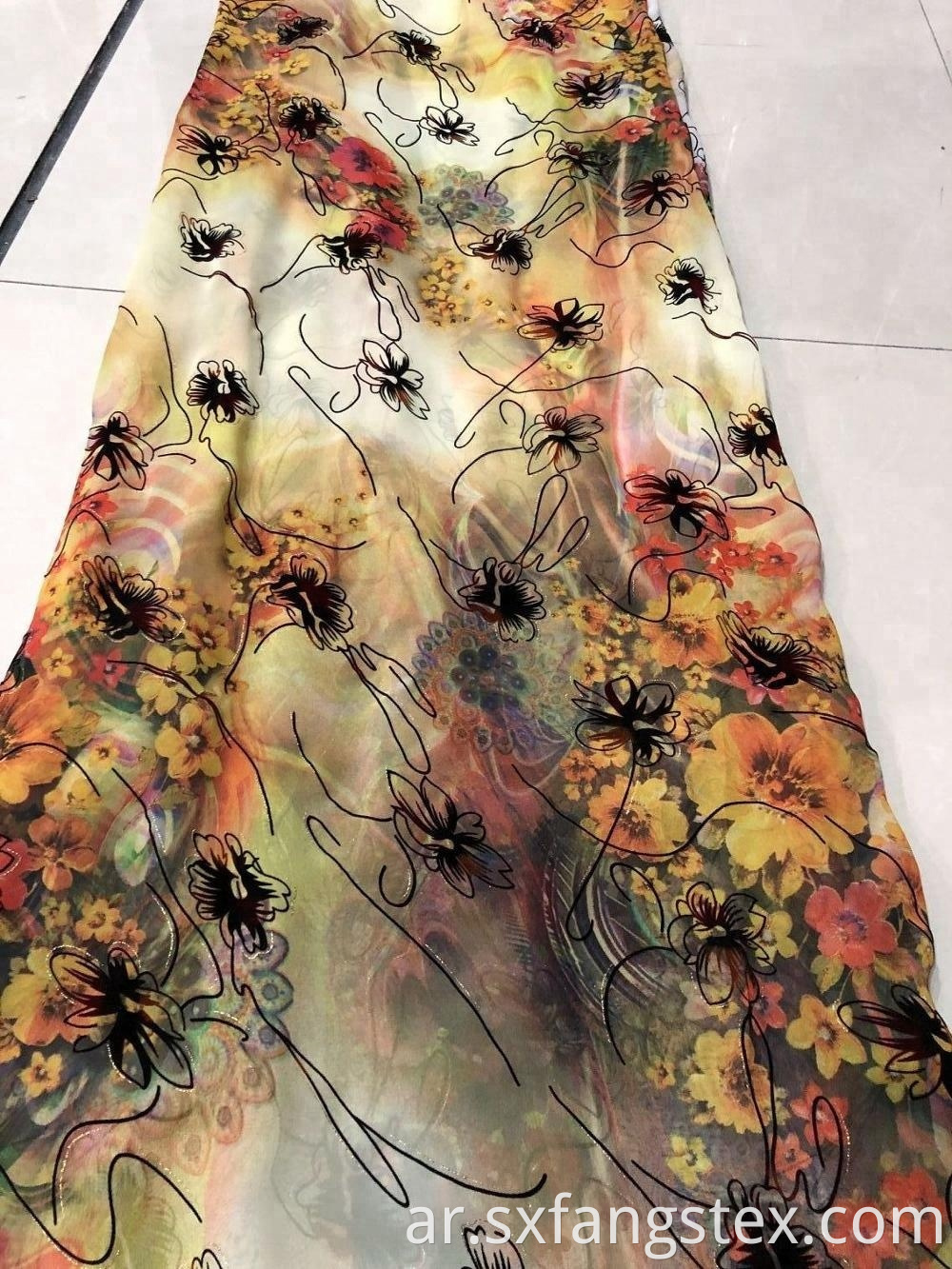 Hot Sale Cheap Polyester Chiffon Embroidered Abaya Fabric 2